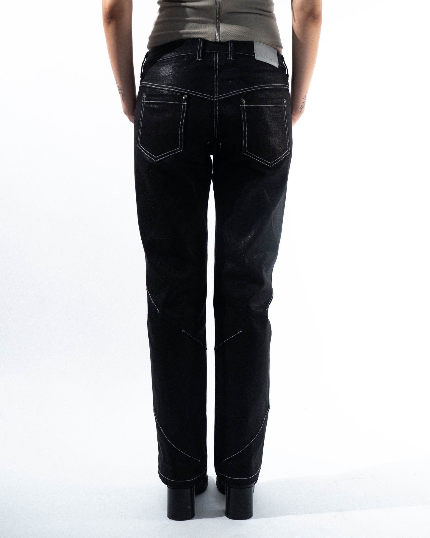 Coated Darted Jeans