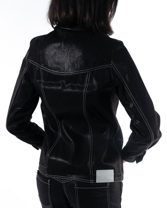 Coated Panelled Trucker Jacket