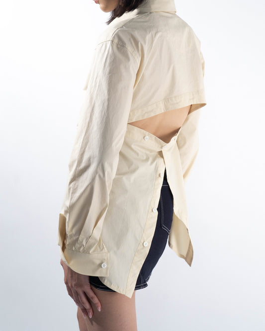 Panelled Open-Back Shirt - Cream