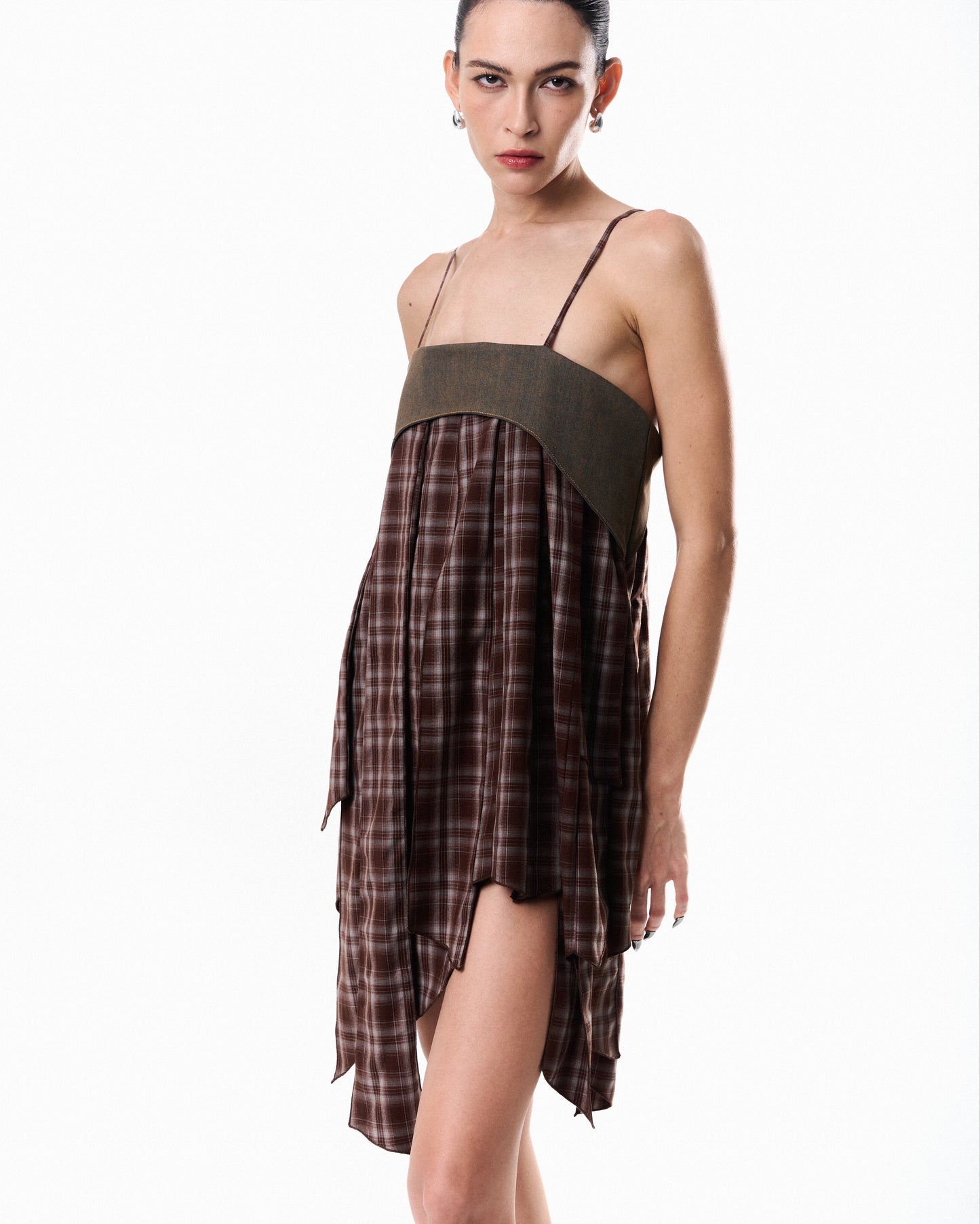 Asymmetrical Plaid Dress
