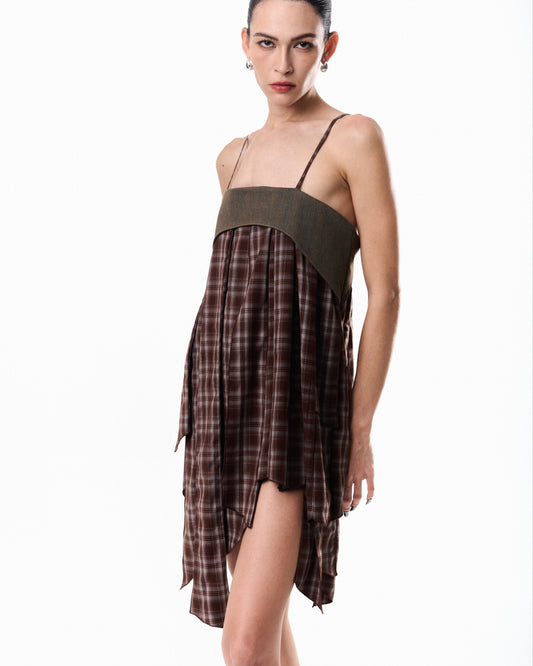 Asymmetrical Plaid Dress