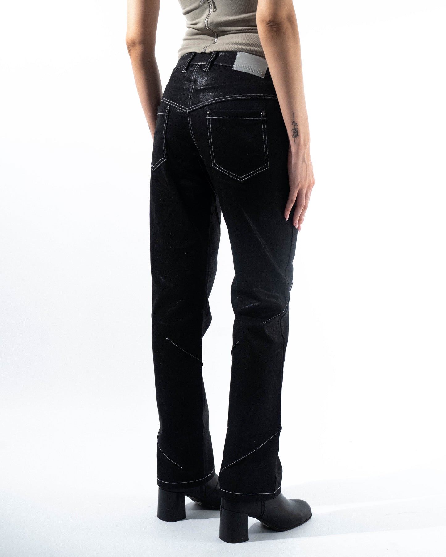 Coated Darted Jeans