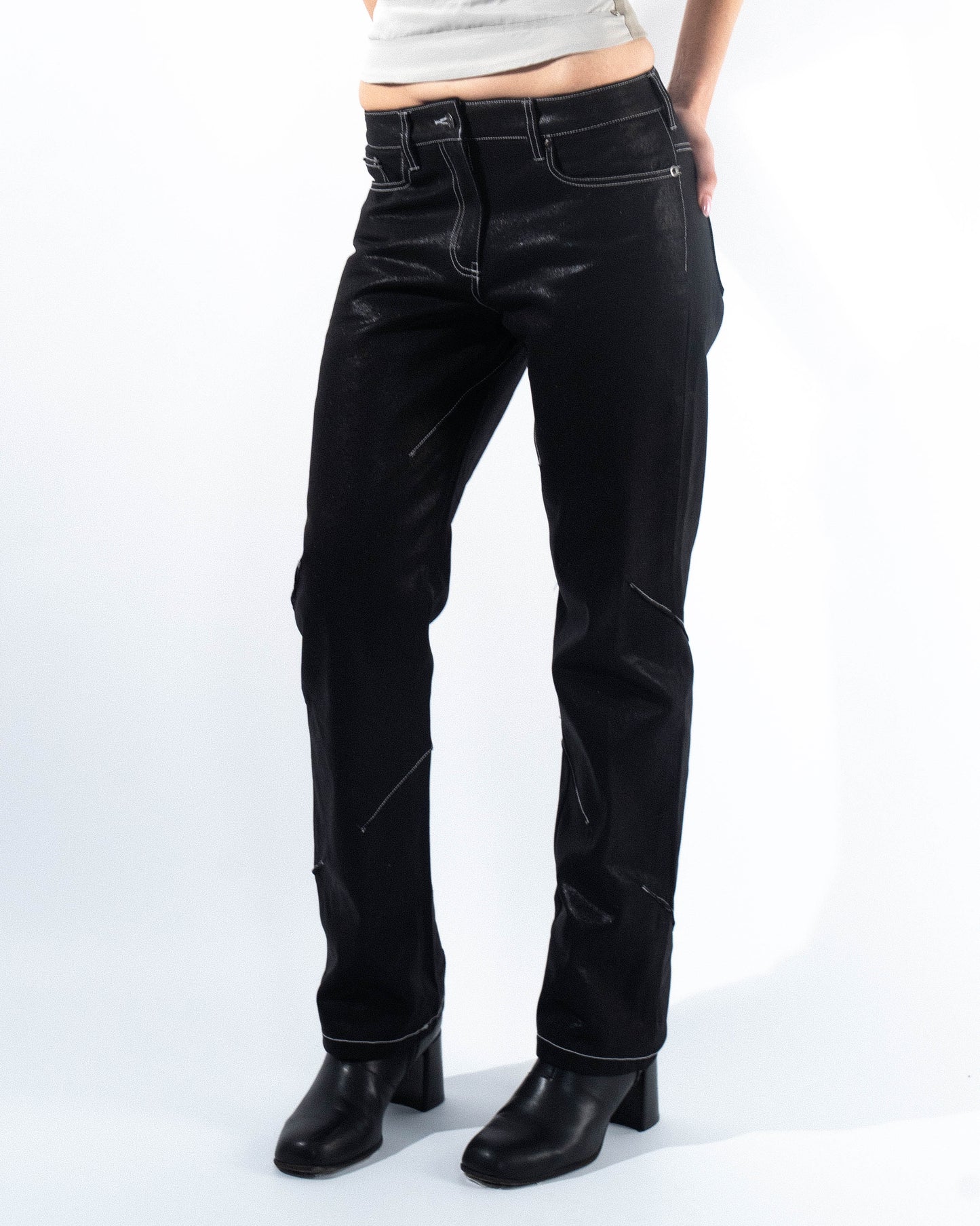 Coated Darted Jeans