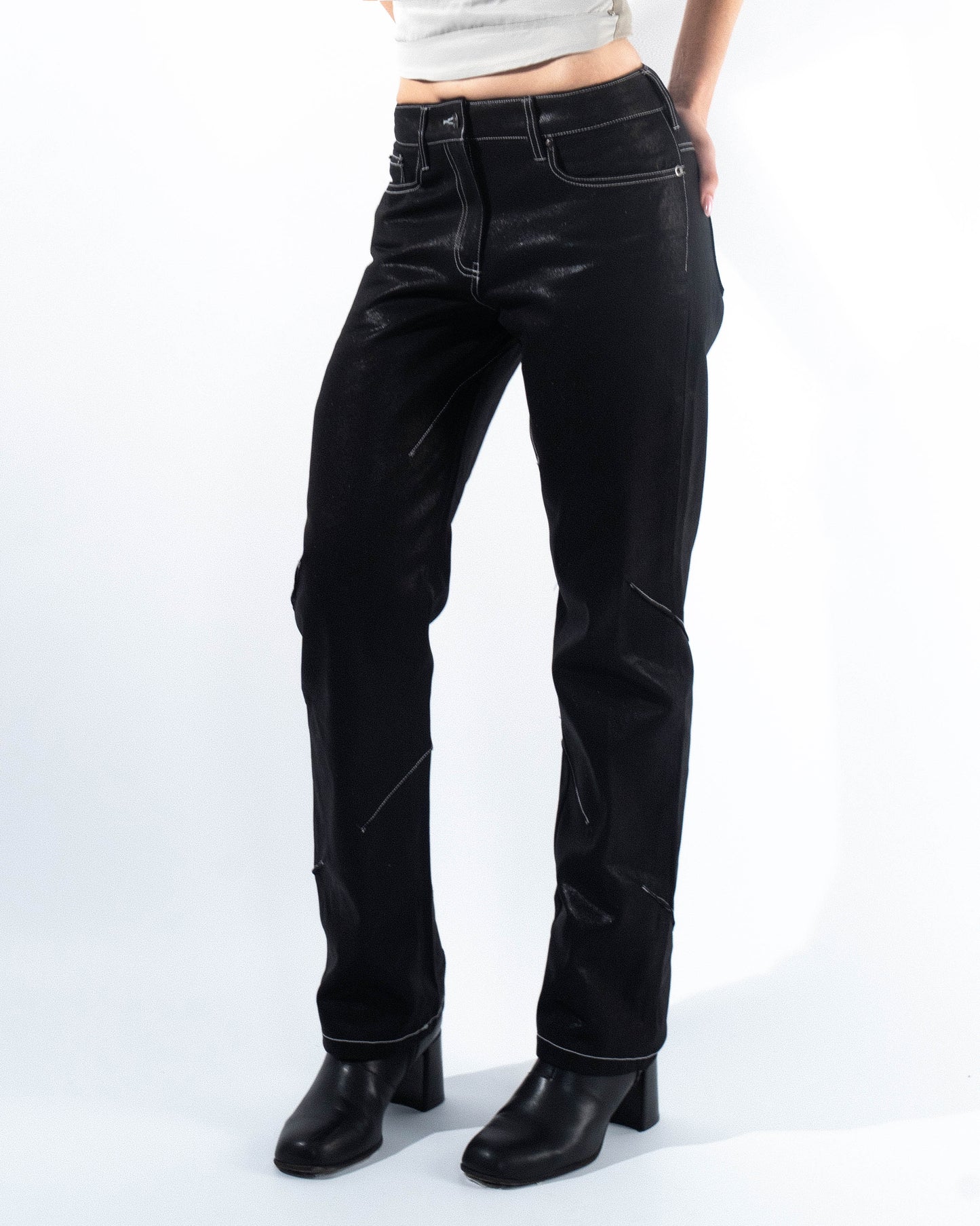 Coated Darted Jeans