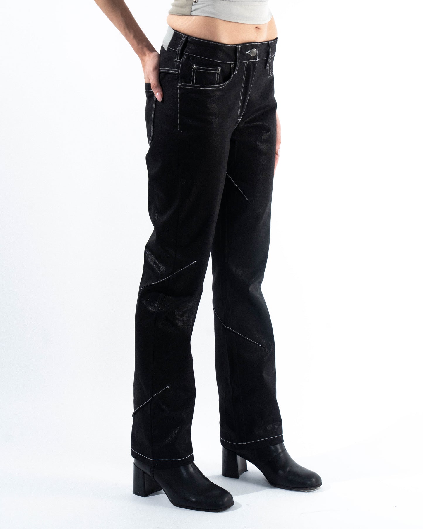 Coated Darted Jeans