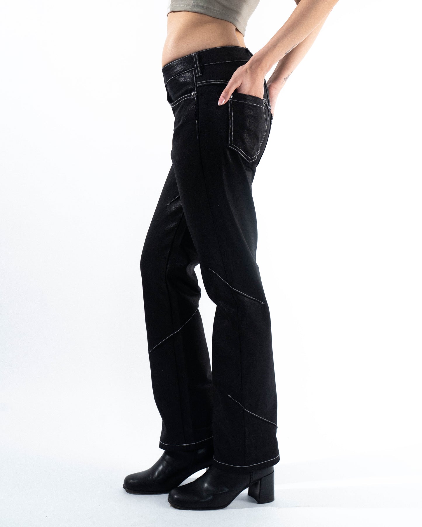 Coated Darted Jeans