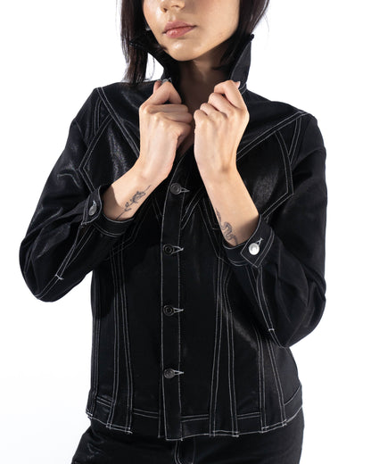 Coated Panelled Trucker Jacket
