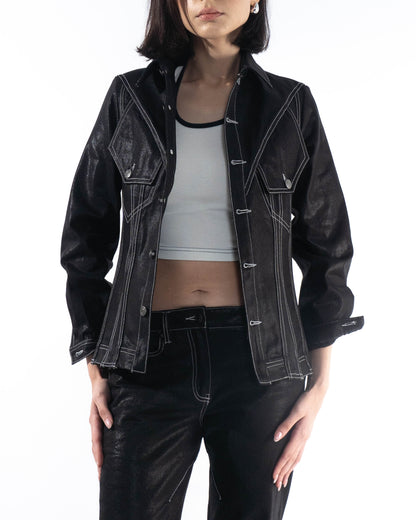 Coated Panelled Trucker Jacket