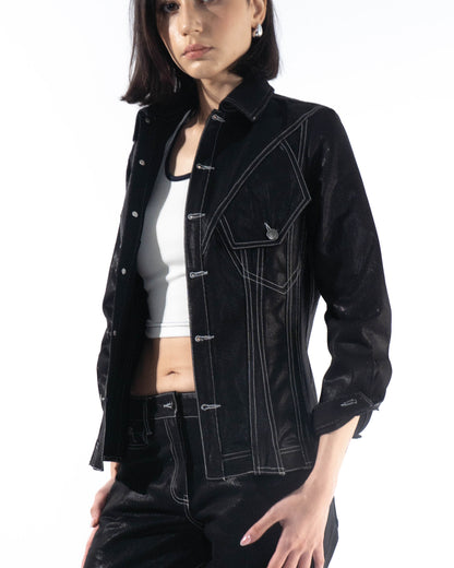 Coated Panelled Trucker Jacket