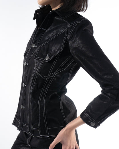 Coated Panelled Trucker Jacket