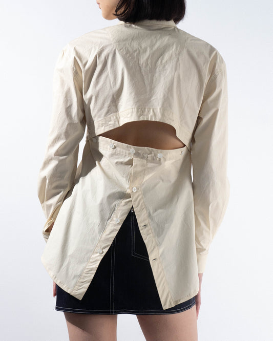 Panelled Open-Back Shirt - Cream