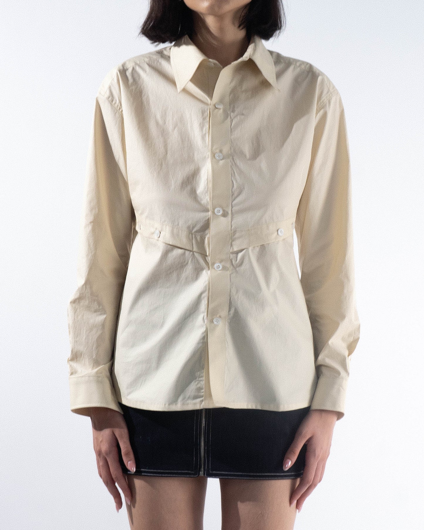 Panelled Open-Back Shirt - Cream