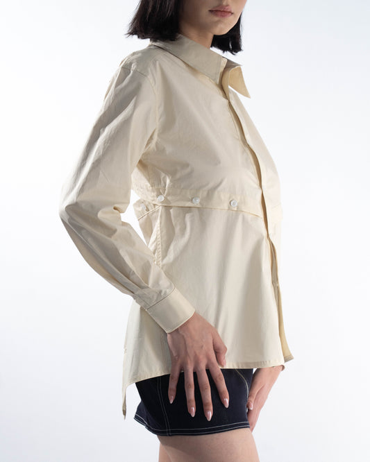 Panelled Open-Back Shirt - Cream