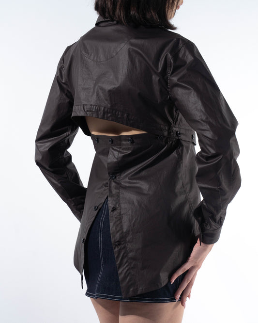 Panelled Open-Back Shirt - Espresso