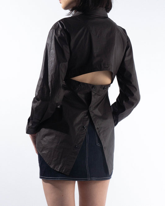 Panelled Open-Back Shirt - Espresso