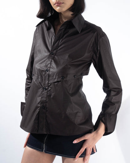 Panelled Open-Back Shirt - Espresso