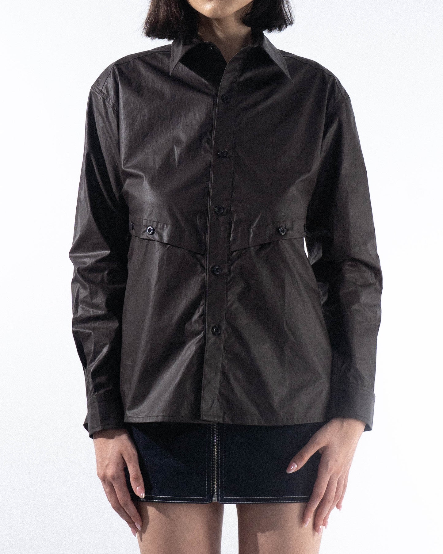 Panelled Open-Back Shirt - Espresso