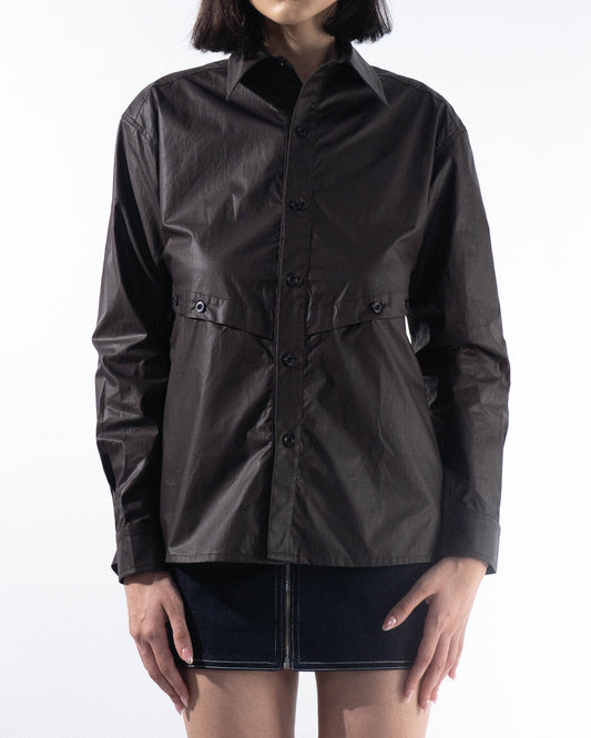Panelled Open-Back Shirt - Espresso