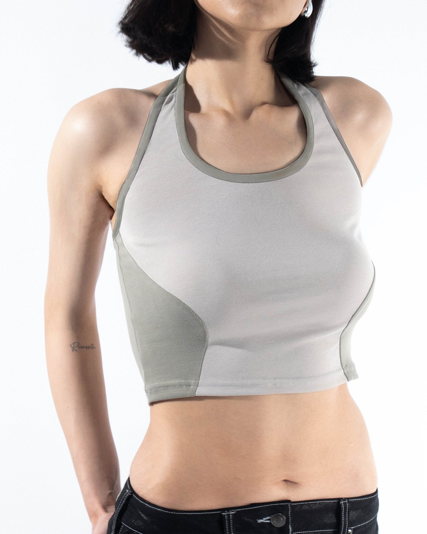 Contrast Halter Top - Grey