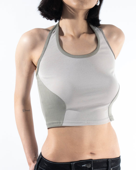 Contrast Halter Top - Grey