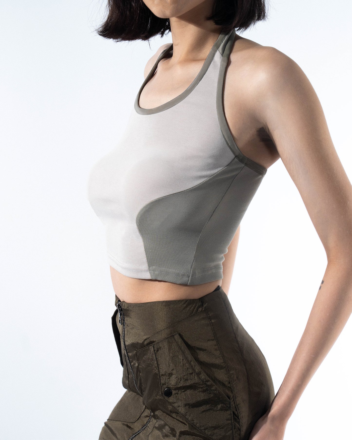 Contrast Halter Top - Grey
