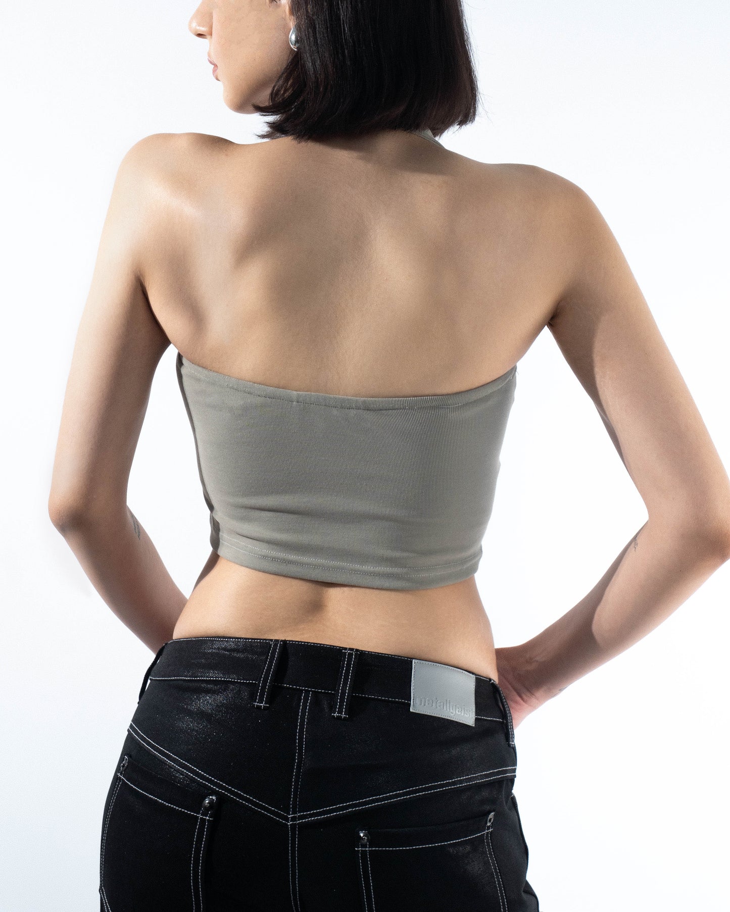 Contrast Halter Top - Grey