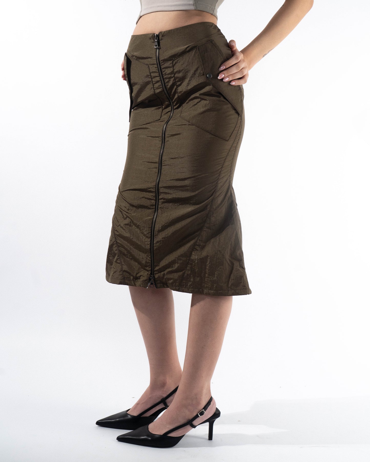 Utility Fishtail Skirt - Olive