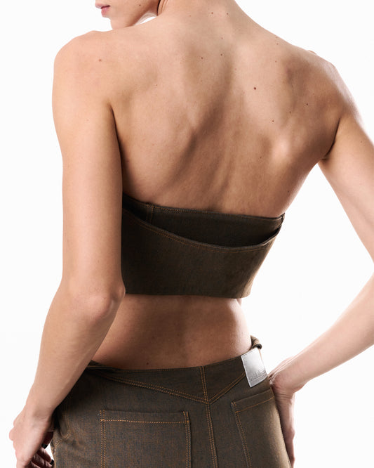 Sculpted Cropped Top - Brown